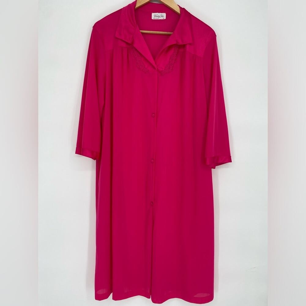 Vanity Fair Vintage Robe House Coat Kaftan Pink‎ Floral Collar Large
